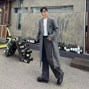 28400267-남자코트 더블 벨트 울 겨울 심플 연말룩 남성 롱코트