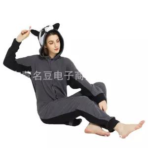 동물잠옷 라쿤 동물 캐릭터 올인원 잠옷 플리스 긴팔 커플 홈웨어 심쿵신상