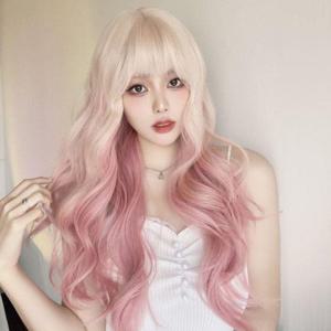 EA 핑크 롱 웨이브 통가발 긴머리가발 파티가발 촬영가발 코스프레가발 여성가발