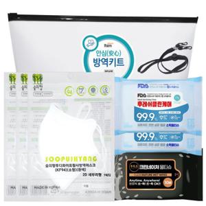 다솜 어린이 위생키트x10개 소형마스크 항균티슈 물티슈 마스크스트랩 지퍼파우치완포장