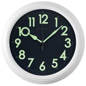 GB5248e 야광 볼록유리 메탈 무소음 벽시계25cm화이트