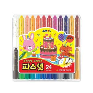 초등 학교 학생 필수 프리미엄 크레파스 파스넷 24색