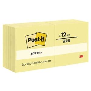 부착형 떡메모지 76mm 정사각형 12매 점착 노트 세트