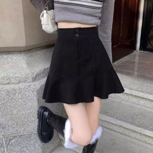 투 버튼 물결 핏 다리가길어 보이는 롱스커트 바텀스 여성용 여자하의 컴포트 블루진 롱스커트 청치마