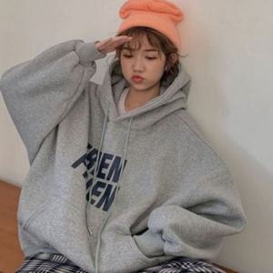 드롭숄더 이지걸스 후디 오버사이즈 후드티 웜라이닝 롱셔츠 탑