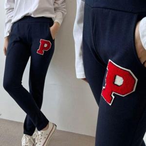 P패치 슬림핏 스타일링 걸스 외출복 데일리룩 데일리 고무줄 바텀스 스포츠웨어 스포츠웨어 여성용추리닝