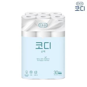 코디 순백 천연펄프 3겹 두루마리 화장지 30M 30롤