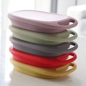 캠핑용 실리콘 접이식 용기 650ml 휴대용 실리콘 반찬통 손잡이 보관