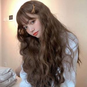 히피펌 여성 통가발 웨이브 긴 머리 통가발 데일리 가르마