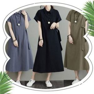 데일리 여름 린넨 원피스 루즈핏 여성 린넨 원피스 카라 미디
