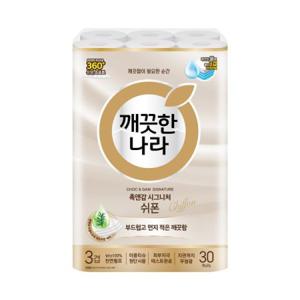 깨끗한나라 촉앤감 시그니처 쉬폰 27m 30롤 1팩