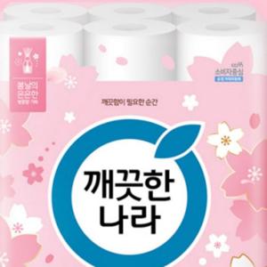 깨끗한나라 벚꽃 3겹 데코화장지(28mX30롤)