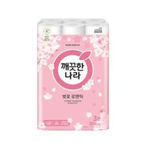 깨끗한나라 천연펄프 3겹 벚꽃 로맨틱 27m 30롤 1개