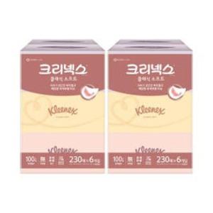 크리넥스 클래식 소프트 천연펄프 미용티슈 2겹 230매 6입 2개