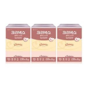 크리넥스 클래식 소프트 천연펄프 미용티슈 2겹 230매 6입 3개