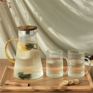 디자인 내열 유리 물병 1.8L 스트라이프 유리 물병 보리차 주스