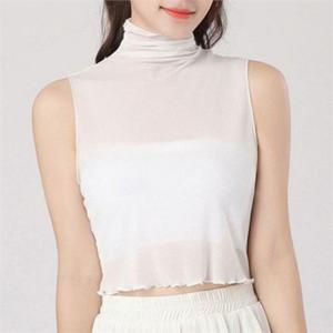페이크 여성 시스루 카라 블라우스 시스루 카라 목폴라 이너