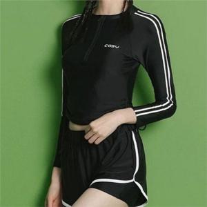 슬림핏 여성 래쉬가드 셔링긴팔 셔링 긴 팔 래쉬가드 배색 비치
