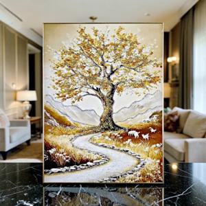 돈들어오는그림 풍수지리 대형 액자 황금나무 복도 현관 인테리어 세로형 60x80