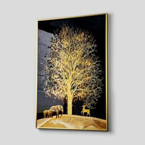 황금나무 큐빅 사슴 코끼리 풍수 액자 알루미늄 40x60