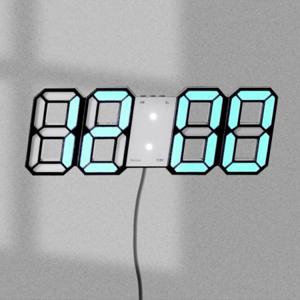 스마트 LED 리모컨 디지털 벽걸이 벽시계(블랙그린)