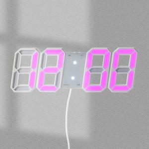 스마트 LED 리모컨 디지털 벽걸이 벽시계(화이트핑크)
