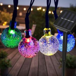 태양광 LED 50구 스노우볼 전구 캠핑 정원용 야외 줄조명