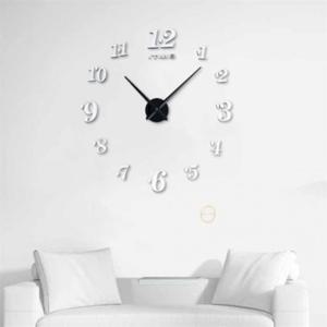DIY 벽시계 실버블랙 거실무타공벽시계 큰글씨시계 DIY붙이는벽시계
