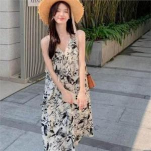 민소매 여성 플라워 원피스 나시 여성 여름 원피스 휴양지 비치