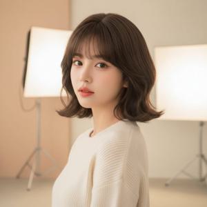 숏컷 스타일 인모가발 여성용 통가발 미용 헤어피스