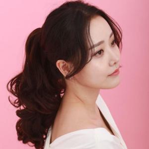 포니테일 미디엄 웨이브 집게핀 가발 묶음 머리가발 헤어가발 가짜 파마머리가발 웨이브가발