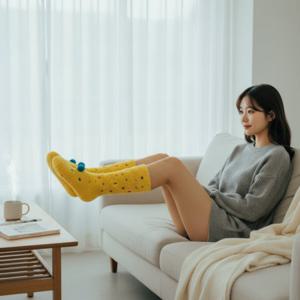 발목 조임 흘러내림 방지 수면 양말 캐릭터 긴 겨울 홈웨어 실내 덧신 3켤레