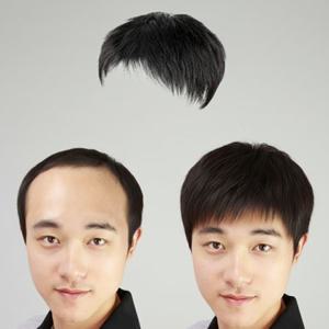100% 인모 남성 부분가발 정수리 커버 소형 O자 탈모 가발