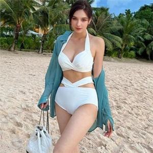 여성 비키니 수영복 비키니 수영복 홀터넥 스트랩 웨스트 허리 웨어 비치 여름