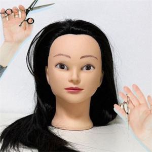 미용 연습 가발 머리길이63cm 헤어 연습 마네킹 시험용 인모 통가발 스탠드 거치대 커트 헤드 학원 교육