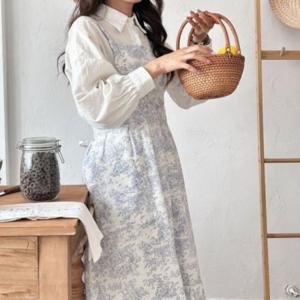 원피스 앞치마 카페 빅사이즈앞치마 바리스타 주방 순면 에이프런 어린이집 플라워 예쁜