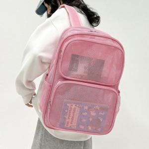 핑크 33x45 망사 메쉬 백팩 배낭 가방 어깨 메는 대형 메시 그물 가방 백