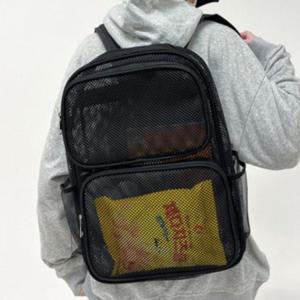블랙 33x45 망사 메쉬 백팩 배낭 가방 어깨 메는 대형 메시 그물 가방 백