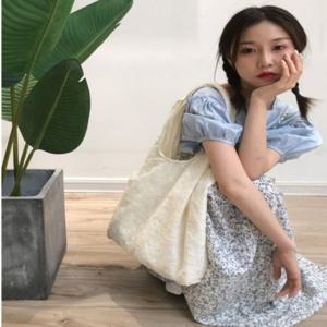 패브릭 에코백 여성 꽃무늬가방 캐주얼 숄더백 꽃자수 봄가방 캔버스백