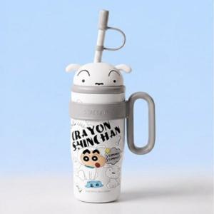 짱구 얼굴 피규어 빨대 텀블러 800ml 화이트
