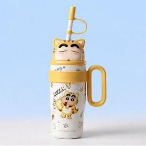 짱구 얼굴 피규어 빨대 텀블러 800ml 옐로우