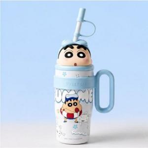 짱구 얼굴 피규어 빨대 텀블러 800ml 블루