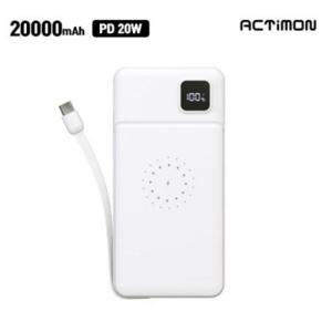 [액티몬] LCD PD 20W 20000mAh 무선 충전 보조배터리 (CTC케이블 포함) (M-PWQ-PD20000-CPIN)