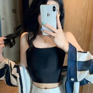 캡내장 여성 데일리 크롭 끈나시 이너탑 나시 티셔츠 0421
