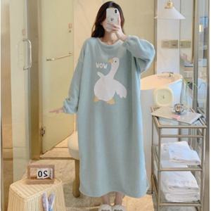 오버핏 빅사이즈 극세사 겨울 홈웨어 원피스 수면 잠옷