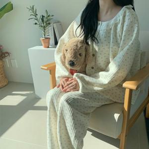 실내복여성 편한잠옷 여성파자마 잠옷세트 여성라운지웨어 프릴체리잠옷