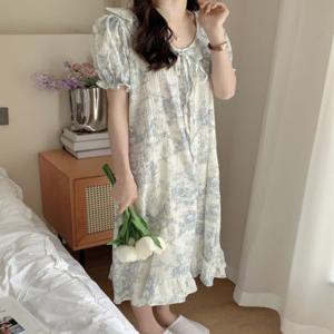 베니유니 블루가든 홈드레스 원피스 홈웨어 잠옷 임산부옷 빅사이즈원피스 루즈핏원피스 휴양지룩 비치웨어