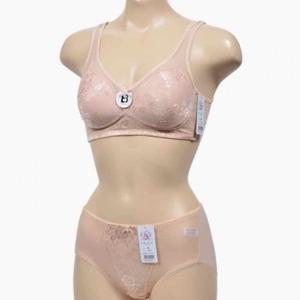 플라워 노와이어 브라팬티 B컵 50대여성편한속옷세트 여성브라자 브레지어