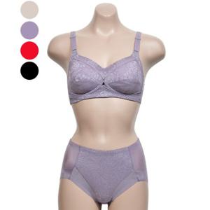 혜명생필품몰 여성스러운 자수 레이스 X-UP 노와이어 A컵 브라 거들형 팬티 세트 부라자 브레지어 여자속옷