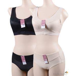 혜명마트 (쏘로사떼)(ST1701)통기성 부분망사원단 편안한 노와이어 런닝형 후크브라팬티세트 여성속옷세트